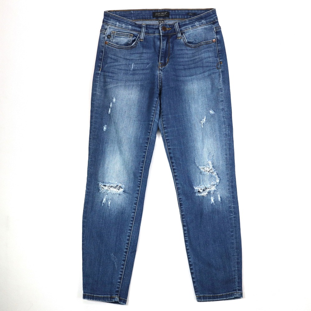 Judy Blue Distressed Skinny Jeans Womens 9/29 Blue Denim Stretch Casual
